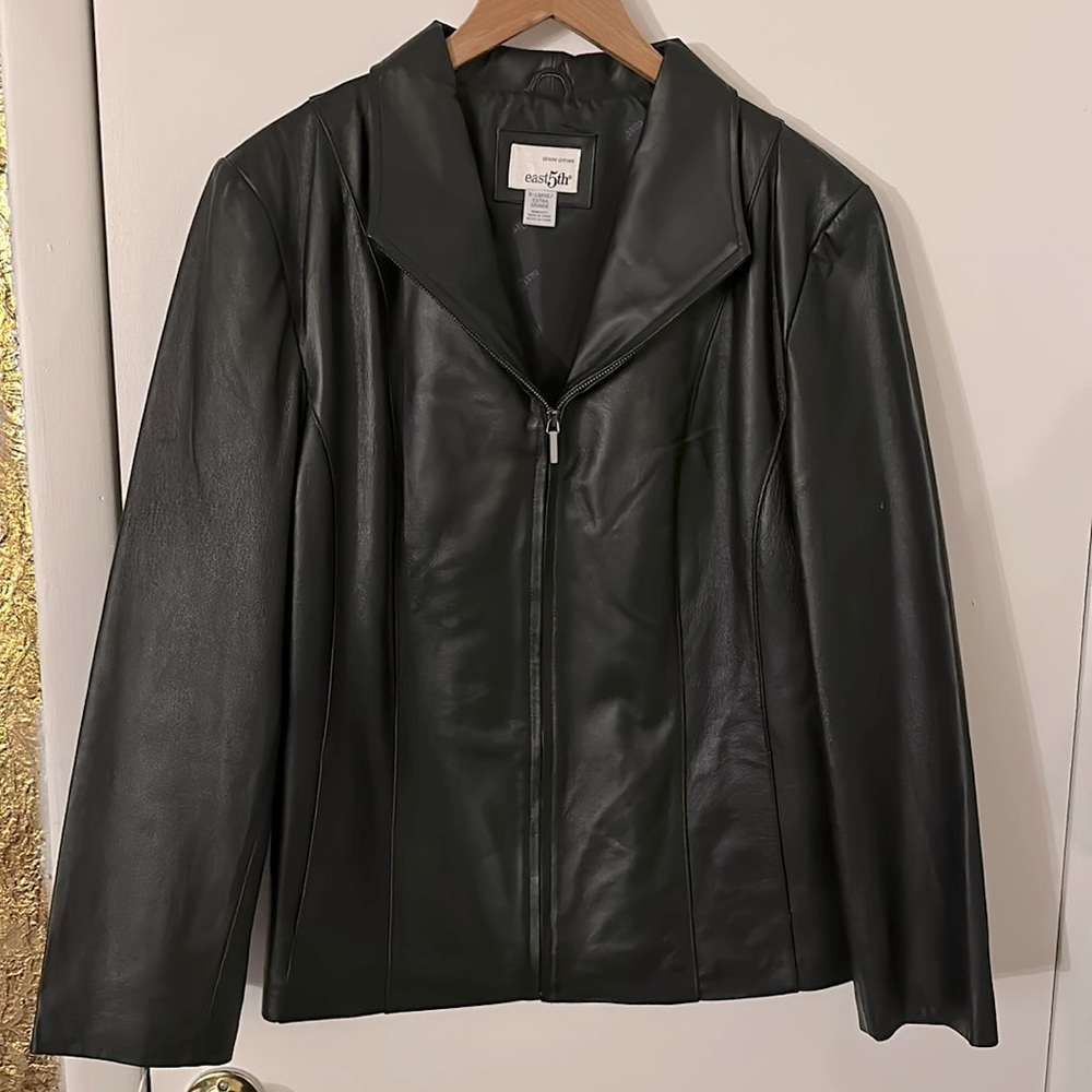 East 5th Black Leather Jacket Women’s Size XL Capsule Wardrobe Contemporary